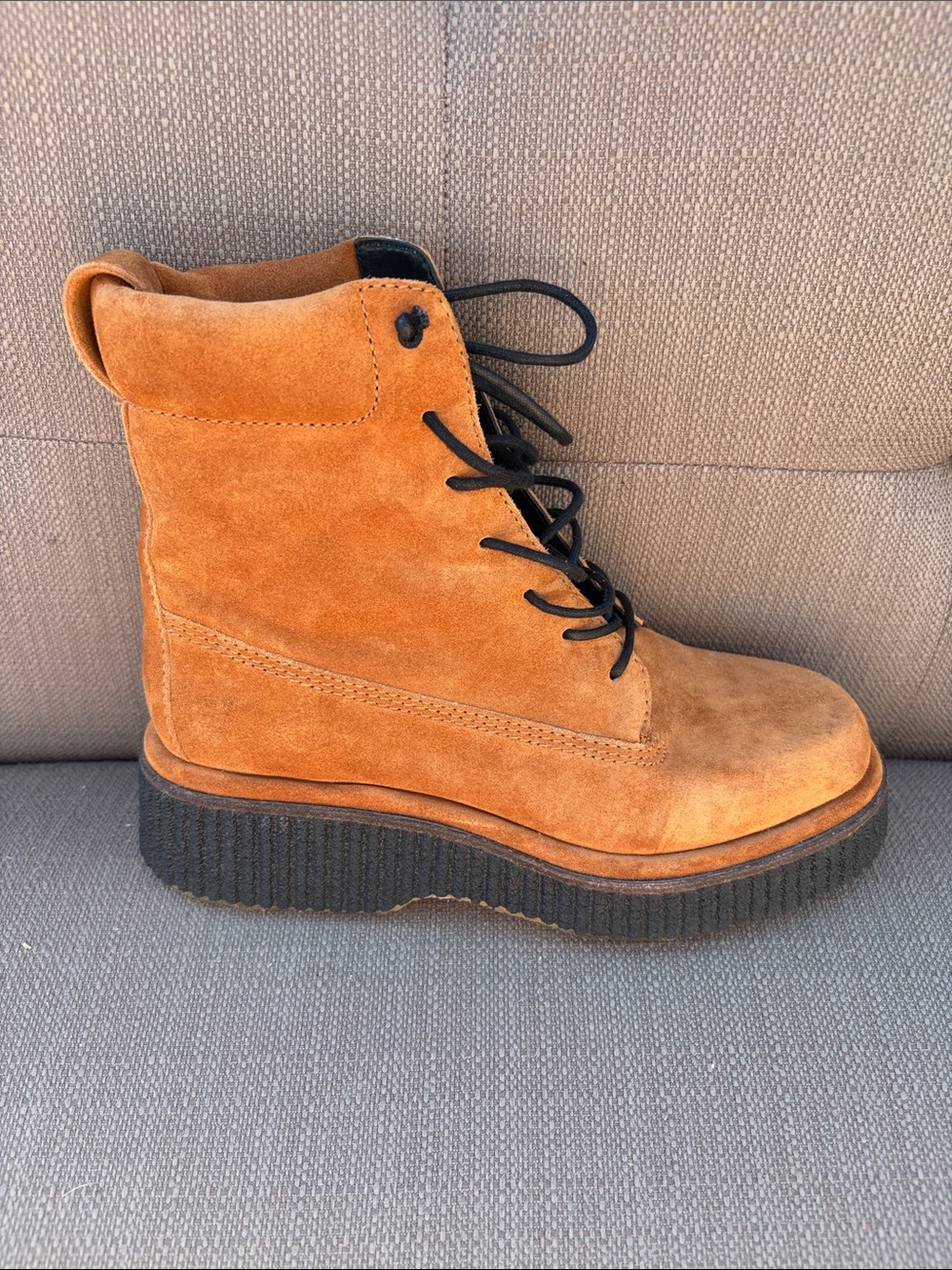rag & bone Cognac Suede Lace-Up Platform Ankle Boot